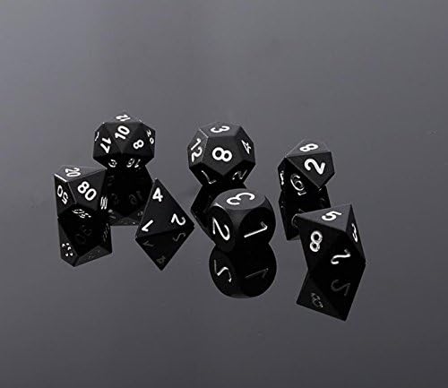 Aluminum Polyhedral 7-Die Set - Black Anodized Metal - Gaming Dice With Velvet Bag