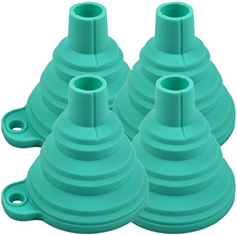 Mini Silicone Funnel - AMPHOW Portable Food Grade Foldable Collapsible Hopper Kitchen Cooking Tools, Blue, 4 Pcs