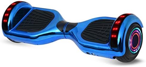 Hoveroid 6.5" Chrome Hoverboard Self-Balancing Scooter with Bluetooth Speaker LED Side Lights - 9mph Max Speed 264lbs Max Load UL2272 Certified Hover Board 250W Dual Motor 6.5'' Aluminum Alloy Wheels