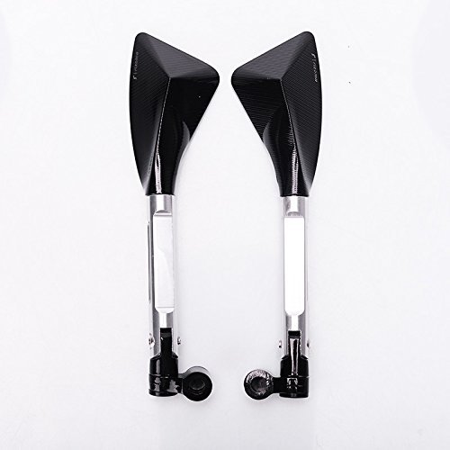 Frenshion Aluminum Universal Motorcycle Rear View Mirrors Blue Glass Curved Rod For Street Bike Sport Bike Scooter CRUISER(Silver)