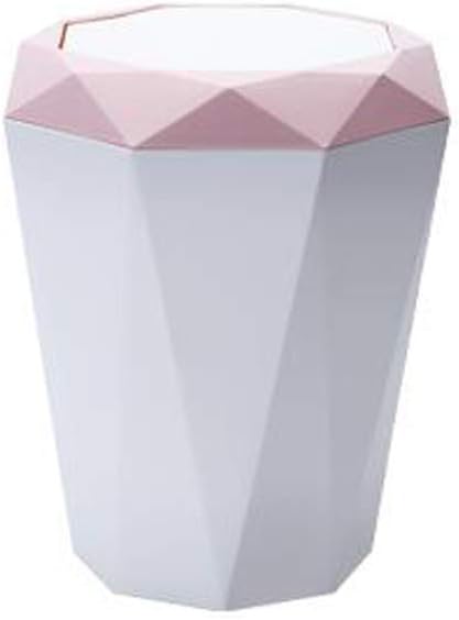 Trash Can Hflove Creative Nordic Diamond Spiral Style Home Swing-top Garbage Can Bedroom with Lid 3.5L / 6L / 9L (Pink, Volume: 3.5L)