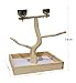 Birds LOVE Tabletop T-Stand Deluxe Play Gym Bird Stand for Cockatiels Conures African Greys Amazons-Includes 2 top perches Easy Assembly Easy to Clean 19″ H x 16″ L x 13.25″ Dthumb 3