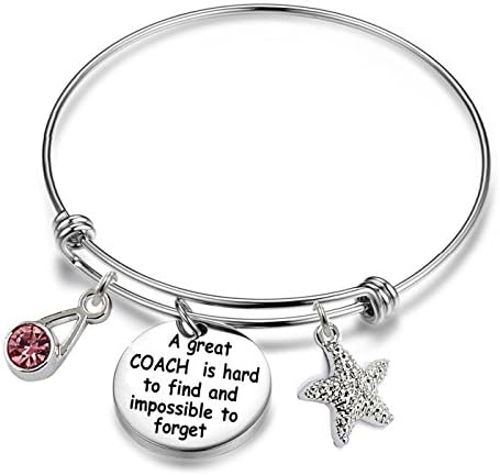 AISHOW A great COACH is hard to find and impossible to forget Inspirational Charm Bracelet Stainless Steel Engraved Message Motivational Expendable Bangle Coach Jewelry for Women
