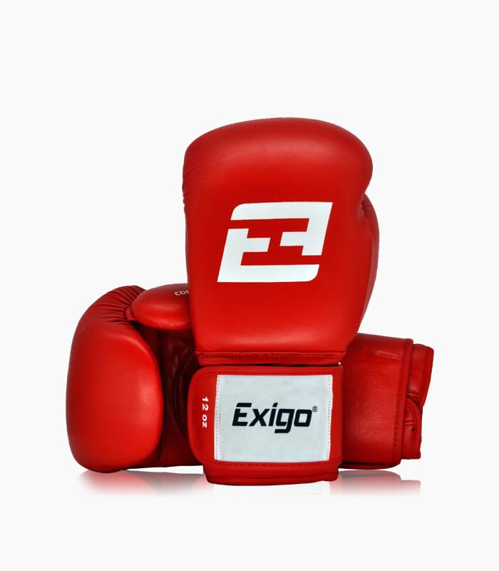 Exigo Contender Leather Sparring Boxing Gloves (Blue, 16oz)