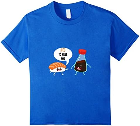 Kids Rice To Meet You Sushi Soy Sauce Funny Cute Salmon T-Shirt 8 Royal Blue