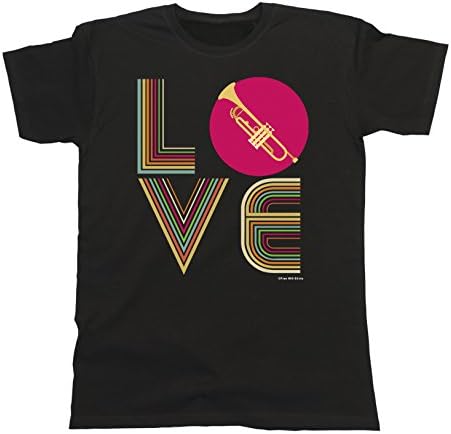 Mens Music T-Shirt Love Trumpet Retro Instrument Style