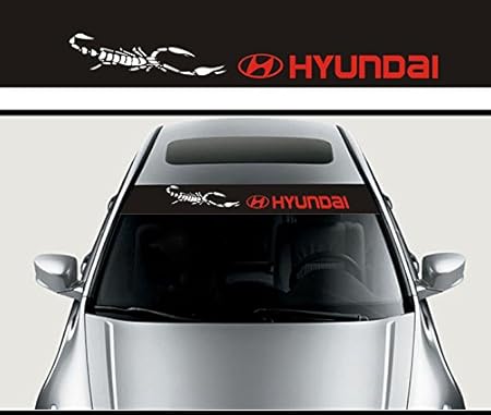 Amazon 125 cmファッション車のスタイリングは Hyundaiエンブレム黒背景送料無料のためのフロントガラスデカールステッカーステッカー C エンブレム 車 バイク