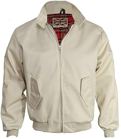MADE IN ENGLAND Men's Classic Mod Retro Harrington Jacket X-Large Stone