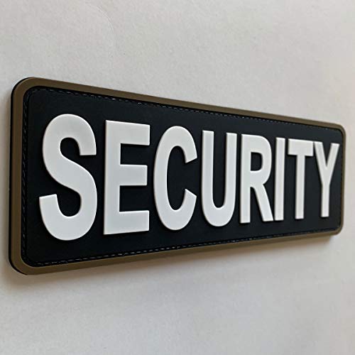 uuKen Large Big Security Officer Black and White Tactical PVC Morale Patch 8.5x3 inches with Hook Fastener Back for Enforcement Plate Carrier or Uniforms Vest and Tactical Clothing