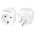 2 Pack European to US Plug Adapter, Unidapt Europe to USA Adapters, Travel from EU to American Outlets, Pin Converter German French Spanish to USA Canada Mexico, Type B