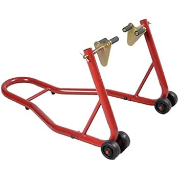 Goplus Motorcycle Stand Front Wheel Lift Fork Swingarm Stands Paddock Stands Forklift Auto Bike Shop (Red, Front Stand)