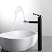 Fapully Contemporary Bathroom Sink Faucet with Rotating Spout 11.8 inch Tall Vessel Sink Faucet,Chrome & Black