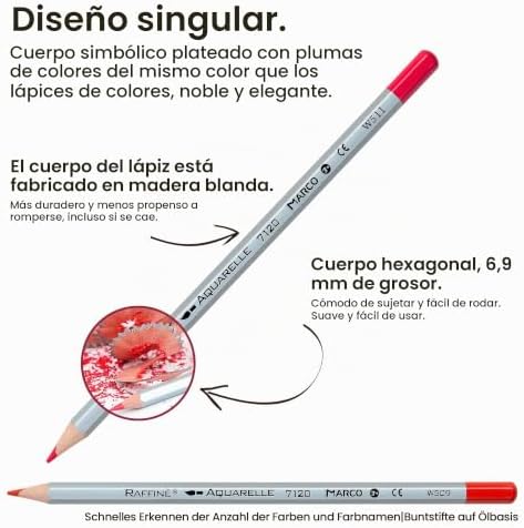 Lápis de cor solúveis em água para adultos e artistas - 36 cores, lápis de madeira em formato hexagonal, com pincel, em lata de ferro, ideais para ilustrações, graffiti e manuais