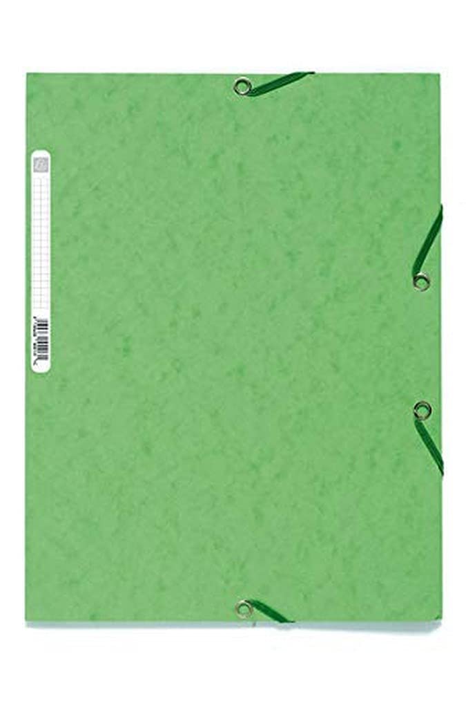 Exacompta - Ref 55513E - Europa Elasticated 3 Flap Folders (Pack of 25) - 24 x 32cm, Suitable for A4 Documents, 400gsm Genuine Premium Pressboard - Soft Green