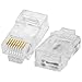 RJ45 CAT6 Pass Through Connectors Ends 100pcs Ethernet Gold Plated Network End Plug Cable Connectors Option: 50pcs and 100pcs (15U Gold Plated)