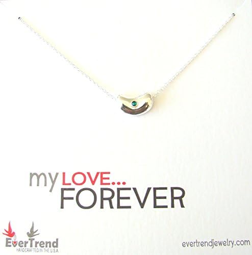 Pregnancy or Miscarriage Memorial Silver Bean Birthstone Necklace with"my love.FOREVER" Card