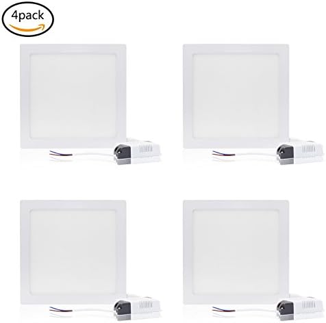 xtf2015 6w Square Cool White 6000-6500k Super Bright Ultra-thin LED Panel Lamp Ceiling Lamps Recessed Light with LED Driver (4 Pack)