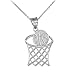 .925 Sterling Silver Basketball Hoop Sports Charm Pendant Necklace - 16