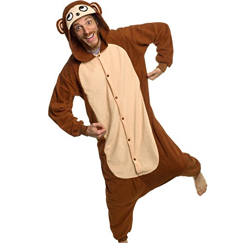 Silver Lilly Unisex Adult Pajamas - Plush One Piece Cosplay Monkey Animal Costume