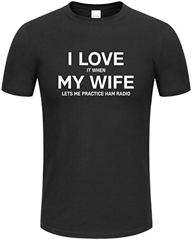 DEVILE I Love It When My Wife Lets Me Practice Ham Radio Mens Funny T-Shirt