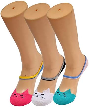 PINKIT Women's Ultrathin Cat Ankle High Low Cut Invisible Silk Cotton Soft Crystal Lace Elastic Socks (Assorted Colour)
