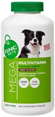 GNC Pets Multivitamin Dog Chewable Tablet Beef Flavor, 365 CHEWABLE TABLETS
