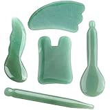 QGEM Gua Sha Scraping Massage Tool Kit, 100% Handmade+Natural Green Aventurine Guasha Board Massage Wand for Acupuncture Therapy Stick Point Treatment