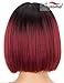 K'ryssma Ombre Burgundy Lace Front Wigs Short Bob Synthetic Wig Black Roots to Wine Red Ombre Lace Front Wig with Deep Middle Parting Heat Resistant