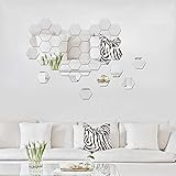 ATFUNSHOP Hexagon Mirror Wall Stickers 12 PCS 5inch - Removable Acrylic Mirror Wall Decor DIY Modern Decoration
