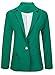 MIKTY Casual Work Office Blazer One Button Jacket for Women and Juniors #5 Green XL