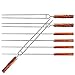 LauKingdom Marshmallow Roasting Sticks - Wooden Handle Stainless Steel BBQ skewer & Forks set, 16 inch 7 pack