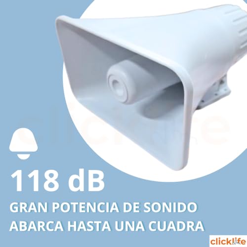Clicklife Sirena de Alarma Vecinal con 6 Controles Remotos, Frecuencia 433 MHz, 30W, Resistente a la Intemperie, Ideal para Hogares, Negocios y Escuelas