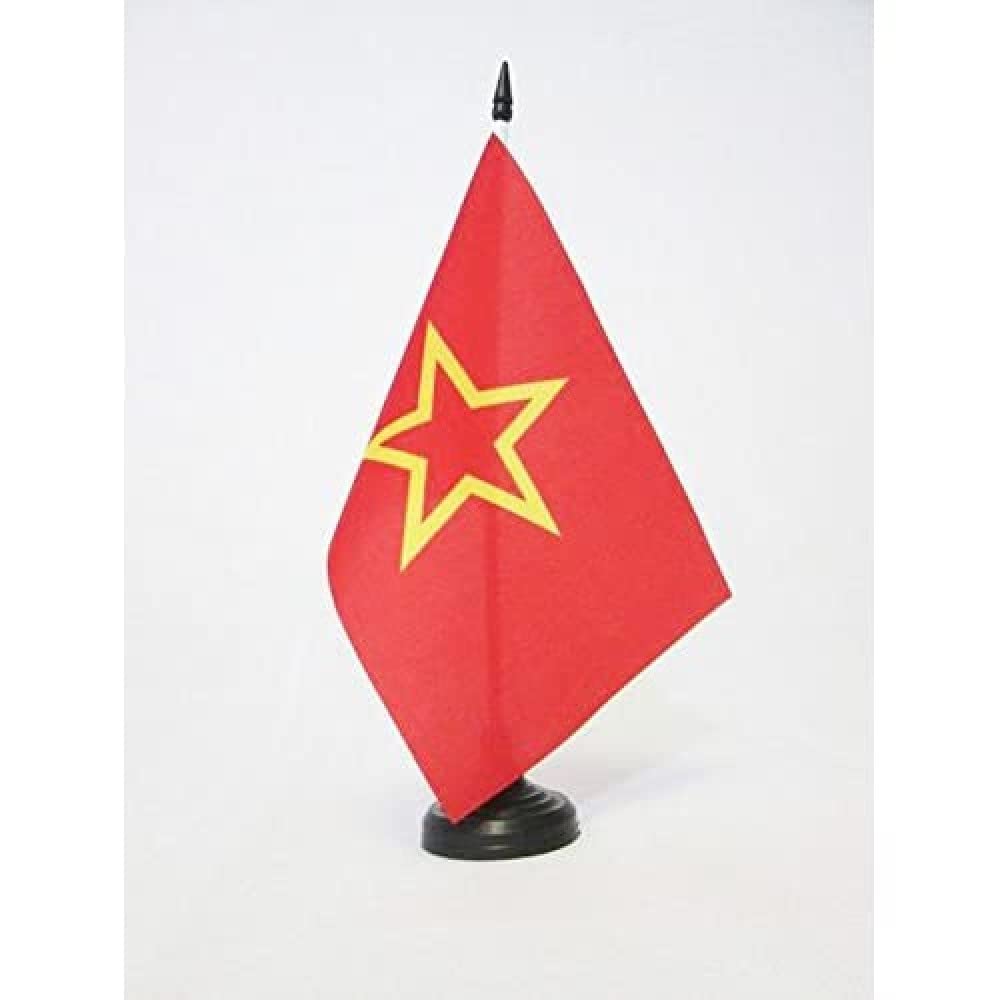 AZ FLAG USSR Red Army 1918-1991 Table Flag 5'' x 8'' - RKKA comunist Office Decoration 100% Polyester 21 x 14 cm - Mini Desk Flag with Pole and Black Plastic Base