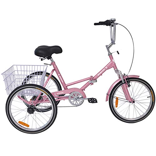 VANELL 20″ Foldable Tricycle Bike3 Wheeled Bicycle with Large Size