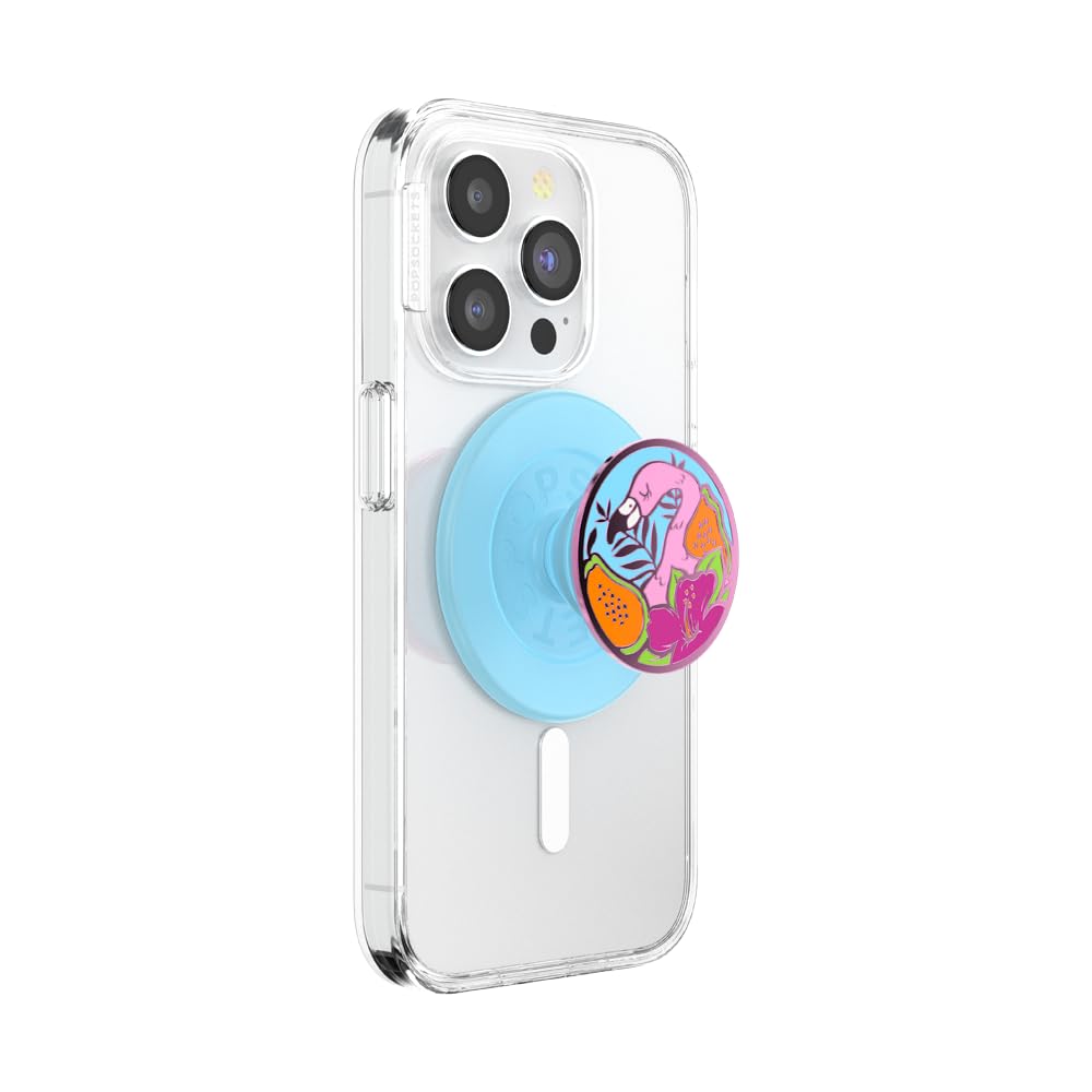 PopSockets Phone Grip for MagSafe with Kickstand, Magnetic Stand, Swappable Top, Secure Hold for iPhone MagSafe Cases, Phone & Tablet Grip, Cute PopSockets - Enamel Flamingo — image 1