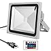 Warmoon Outdoor LED Flood Light, 30W RGB Color Changing Waterproof Security Lights with 3-Prong US Plug & Remote Control