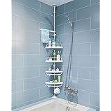ADOVEL 4 Layer Corner Shower Caddy, Adjustable Shower Shelf, Constant Tension Stainless Steel Pole Organizer, Rustproof 3.3 to 9.8ft