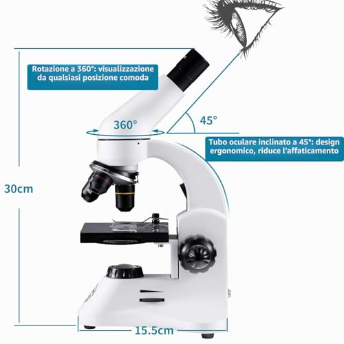2000X Professional Optical Microscope, Biological Compound Monocular Microscopes for Children and Students and Adults
