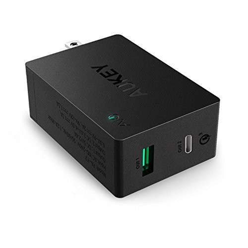 UPC 751570332496, AUKEY Amp USB Wall Charger with USB C &amp; USB Port for iPhone 7 / Plus, LG G5, HTC 10, Nexus 6P &amp; More - Black