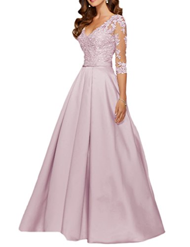 OYISHA Womens 3/4 Sleeve Long Appliqued Prom Dress A-line Party Gown Beaded EV29 Thistle 18W