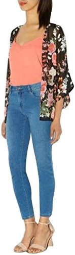 NOMENI 1PC Vintage Retro Floral Loose Shawl Kimono Boho Chiffon Cardigan Coat Jacket (S)