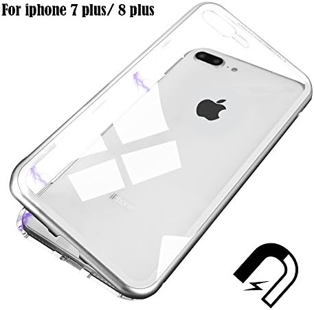 iPhone 7 Plus Case, iphone 8 Plus Case,RedHoney Magnetic Mobile Phone Case, Ultra-thin Magnetic Adsorption Metal Frame Tempered Glass Scratch-Resistant Non-Slip Surface for APPLE iphone 7 Plus/8 Plus