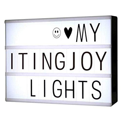 LOOPAn Plastic Cinema Light Box Mini LED Cinematic Lightbox with 90 Combination Letters Emoji and Numbers DIY (A4 Size, Black and White)