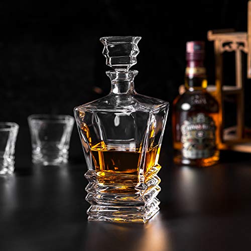 KANARS Whiskey Decanter Set Crafted Crystal Decanter With 4 Lowball