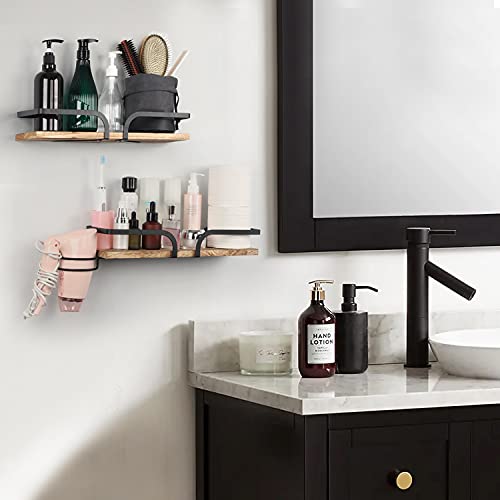 Lomivra Bathroom Organizer Shelves with Hair Dryer Holder&Towel Bar