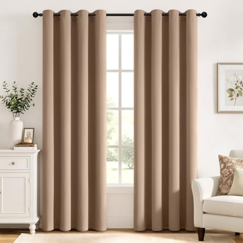 MIULEE Verdunklungsvorhänge Thermo Blickdicht Ösen 2er Set 140x260cm Braun