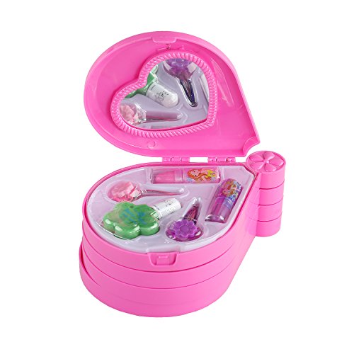 Cosmetic Bag Kit Pretend Makeup Set Jewellery Set Necklace Bracelet Ring Hair Clip Girls Toy (water-drop) - Thumbnail 7