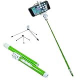 Allwish - Multifunction High Tech Ecofriendly Carbon Fiber Bluetooth Remote Shutter Control Extendable Selfportrait Photo Selfie Handheld Stick Monopod with Adjustable Phone Holder Stand for Samasung Galaxy S5/Sport/S4/S3/S2, Galaxy K Zoom, Galaxy Note 3/2, HTC One M8, LG G3/G2, Blackberry, Sony, Huawei P6/P7, Compatble with Android 3.0 or Above System - Green