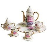 8pcs Dining Ware Porcelain Tea Set Dish Cup Plate 1/6 Dollhouse Miniature -Pink Rose