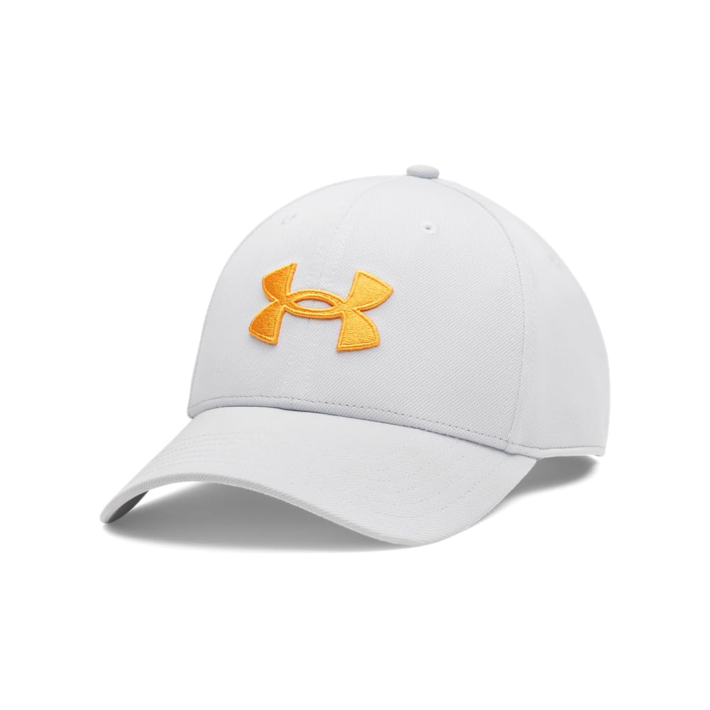 Under Armour Men's Blitzing Cap Stretch Fit, (014) Halo Gray / / Squad Orange, Small/Medium Image